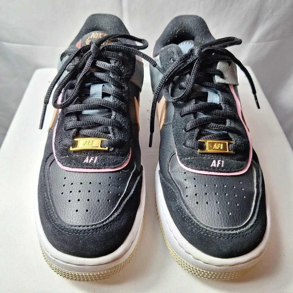 NIKE Air Force 1 Shadow Sneaker Womens Sz 7 Black Light Artic Pink Athleisure